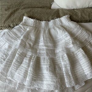Aerie Ruffle White Lace Mini Skirt